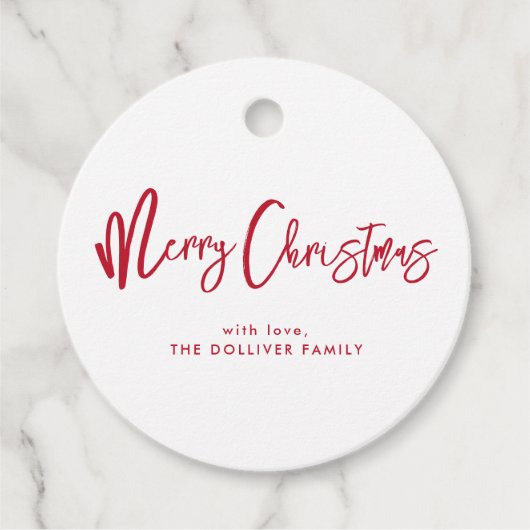 Frohe Weihnachten | Rote Typografie Geschenkanhänger (Vorderseite)