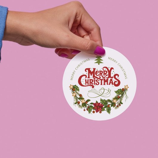 Frohe Weihnachten | Rote Typografie Geschenkanhänger