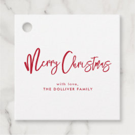 Frohe Weihnachten | Rote Typografie Geschenkanhänger