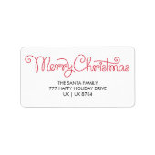 Frohe Weihnachten Rote Typografie Rücksendeadresse Adressaufkleber (Vorne)