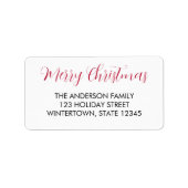 Frohe Weihnachten Rote Typografie Rücksendeadresse Adressaufkleber (Vorne)