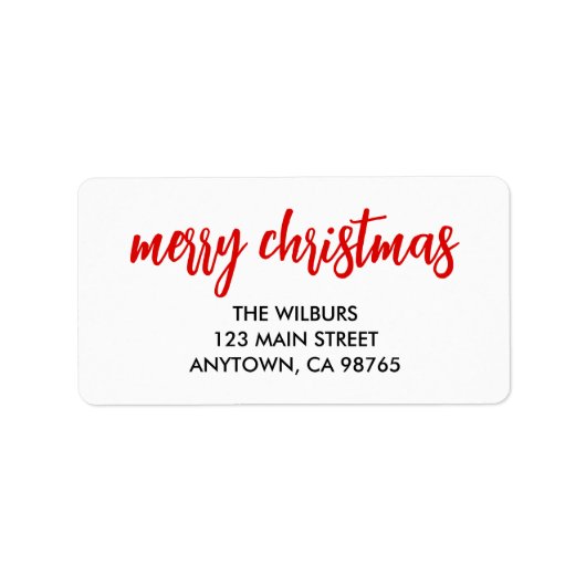 Frohe Weihnachten Rote Typografie Rücksendeadresse Adressaufkleber (Vorne)