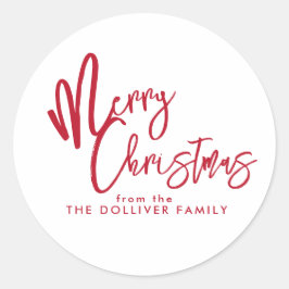 Frohe Weihnachten | Rote Typografie Runder Aufkleber