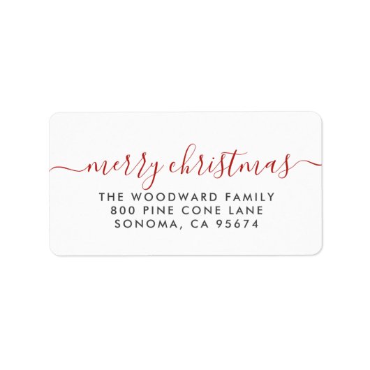Frohe Weihnachten | Rote Typografie Weihnachtsfeie Adressaufkleber (Vorne)