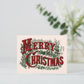 Frohe Weihnachten - Rote und grüne Postkarte (Stehend Vorderseite)