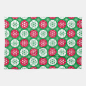 Frohe Weihnachten Rote und grüne Schneeflocken Geschirrtuch (Horizontal)