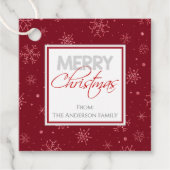 Frohe Weihnachten | Rote und weiße Schneeflocken - Geschenkanhänger (Vorderseite)