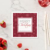 Frohe Weihnachten | Rote und weiße Schneeflocken P Serviette (Beispiel)