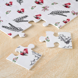 Frohe Weihnachten Rote Vögel Bogen  Puzzle
