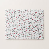 Frohe Weihnachten Rote Vögel Bogen  Puzzle (Horizontal)