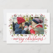 Frohe Weihnachten Rote Wasserfarbe Grün Foto (Vorderseite)