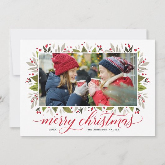 Frohe Weihnachten Rote Wasserfarbe Grün Foto (Vorderseite)