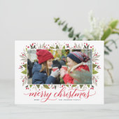 Frohe Weihnachten Rote Wasserfarbe Grün Foto (Stehend Vorderseite)