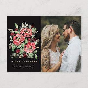 Frohe Weihnachten rote Wasserfarbe Rosen Foto