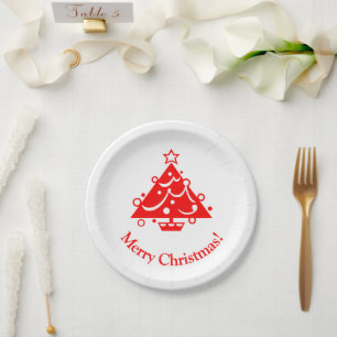 Frohe Weihnachten Rote Weihnachtsbäume Feiertags-P Pappteller