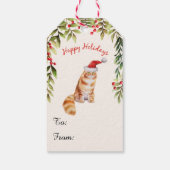 Frohe Weihnachten Rote Weihnachtsmannmütze Cat Lov Geschenkanhänger (Rückseite)