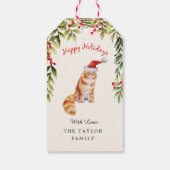 Frohe Weihnachten Rote Weihnachtsmannmütze Cat Lov Geschenkanhänger (Rückseite)