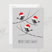 Frohe Weihnachten Rote Weihnachtsmannmütze Vögel (Vorne/Hinten)