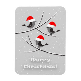Frohe Weihnachten Rote Weihnachtsmannmütze Vögel Magnet