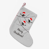 Frohe Weihnachten Rote Weihnachtsmannmütze Vogelsc Kleiner Weihnachtsstrumpf (Vorderansicht (hängend))