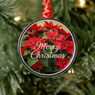 Frohe Weihnachten Rote Weihnachtssterne Ornament Aus Metall