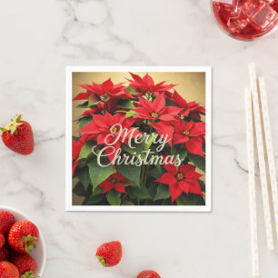 Frohe Weihnachten Rote Weihnachtssterne Serviette