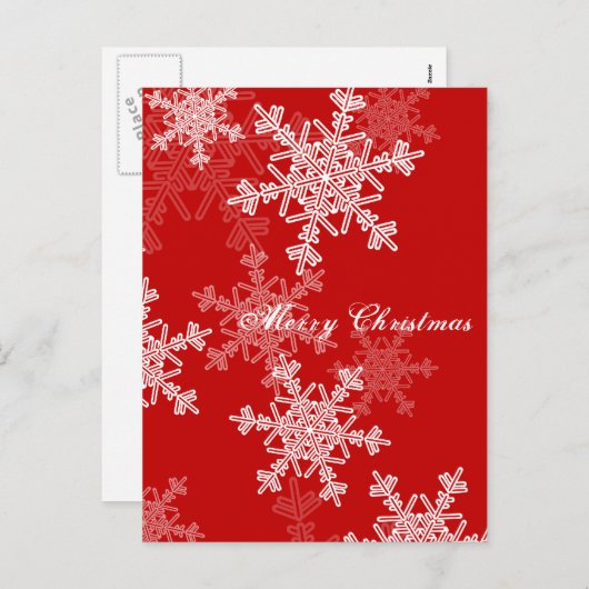 Frohe Weihnachten Rote weiße Schneeflocken Minimal (Vorne/Hinten)