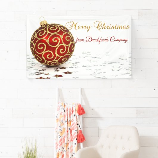 Frohe Weihnachten, Roter Ball, Sterne Banner (Insitu)