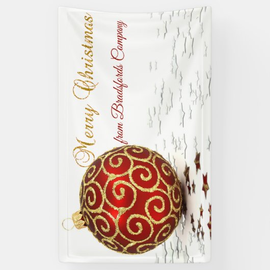 Frohe Weihnachten, Roter Ball, Sterne Banner (Vertikal)