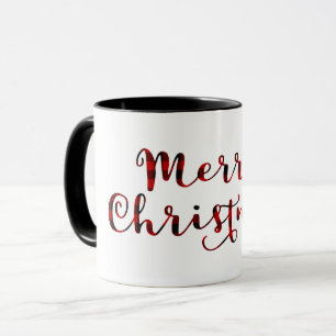Frohe Weihnachten Roter Buffalo Karo Gestreift Lan Tasse