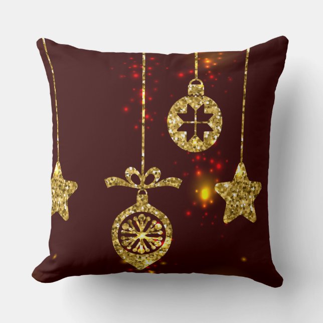 Frohe Weihnachten Roter Feiertag Glitzer Sparkling Kissen (Vorderseite)