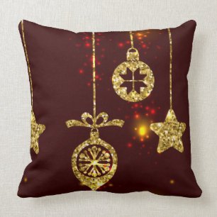 Frohe Weihnachten Roter Feiertag Glitzer Sparkling Kissen