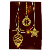 Frohe Weihnachten Roter Feiertag Glitzer Sparkling Mittlere Geschenktüte (Rückseite)