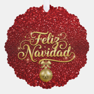 Frohe Weihnachten, roter Glitter, Ornament Karte