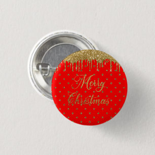 Frohe Weihnachten - roter Glitzer Button