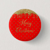 Frohe Weihnachten - roter Glitzer Button (Vorderseite)