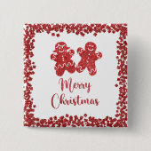 Frohe Weihnachten Roter Glitzer Button (Vorderseite)