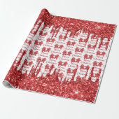 Frohe Weihnachten Roter Glitzer Geschenkpapier (Ungerollt)