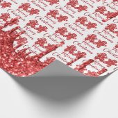 Frohe Weihnachten Roter Glitzer Geschenkpapier (Ecke)
