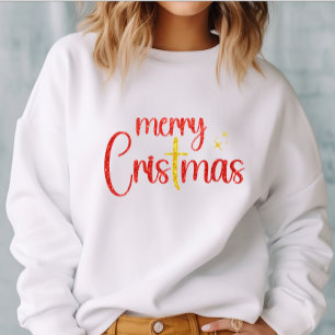 Frohe Weihnachten Roter Glitzer Gold Christlich Cr Sweatshirt