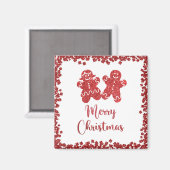 Frohe Weihnachten Roter Glitzer Magnet (Vorderseite/Rückseite)