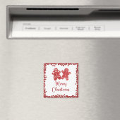 Frohe Weihnachten Roter Glitzer Magnet (In Situ (Geschirrspüler))
