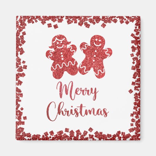 Frohe Weihnachten Roter Glitzer Magnet (Vorne)