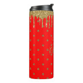 Frohe Weihnachten - roter Glitzer Thermosbecher (Nach links gedreht)