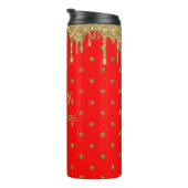 Frohe Weihnachten - roter Glitzer Thermosbecher (Nach rechts gedreht)