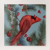 Frohe Weihnachten Roter Kardinal, Berries, Pinecon Puzzle (Horizontal)