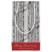 Frohe Weihnachten Roter Kardinal Bird & Birch Tree Kleine Geschenktüte (Vorderseite)