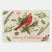 Frohe Weihnachten Roter Kardinal  Geschenkpapier Set (Vorderseite 2)