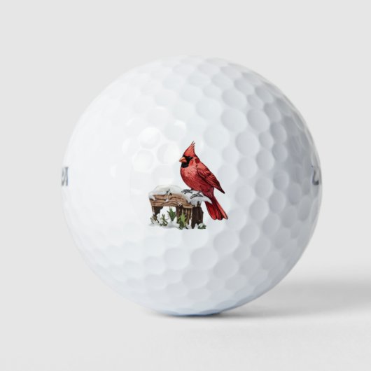 Frohe Weihnachten Roter Kardinal Golfball (Vorderseite)