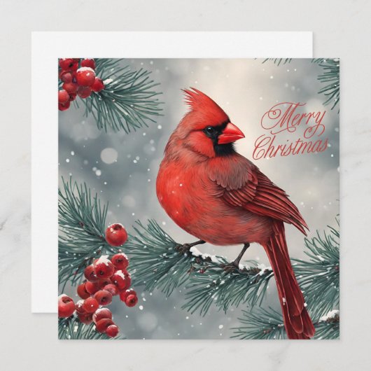 Frohe Weihnachten Roter Kardinal und Berries (Vorne/Hinten)